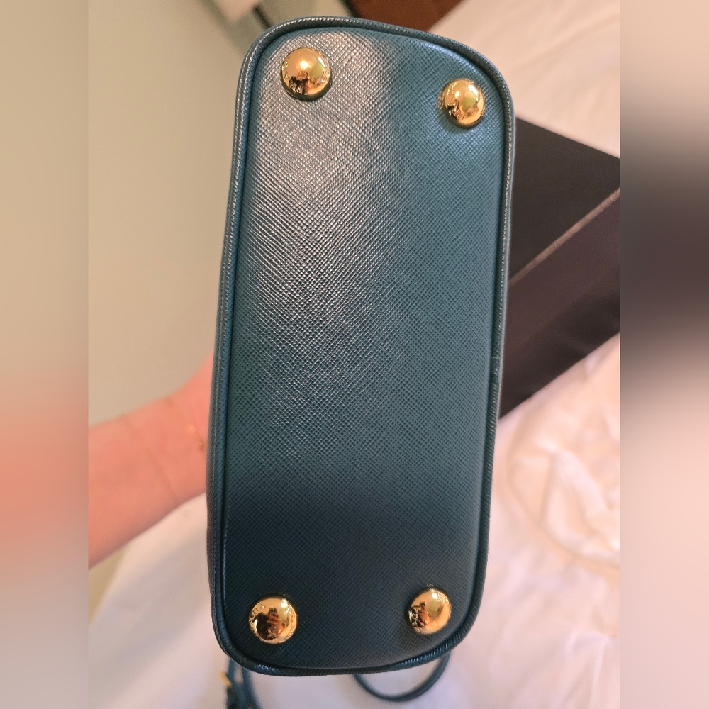 Prada Saffiano Mini Promenade Crossbody Bag - Teal - Picture 8 of 10